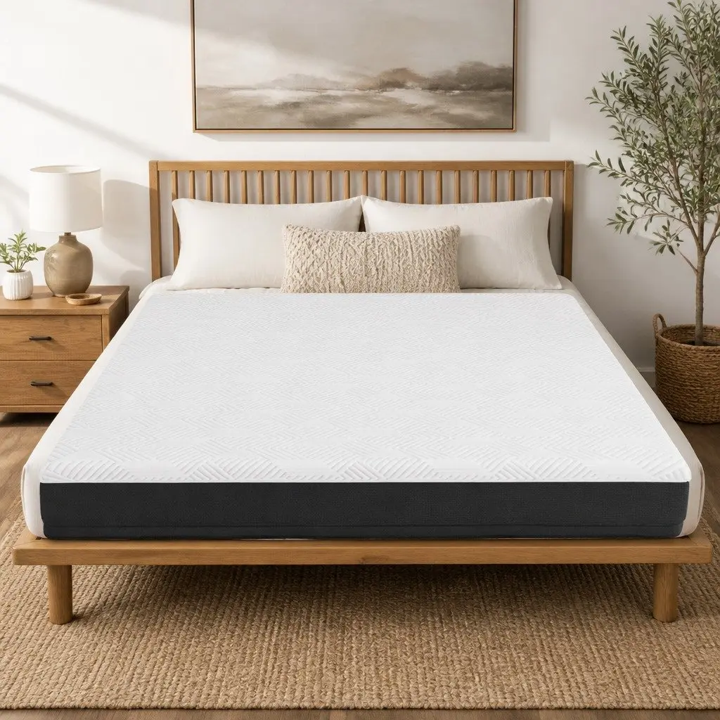 Memory Foam Mattress Pad Double Gel Cooling Hypoallergenic 20cm White