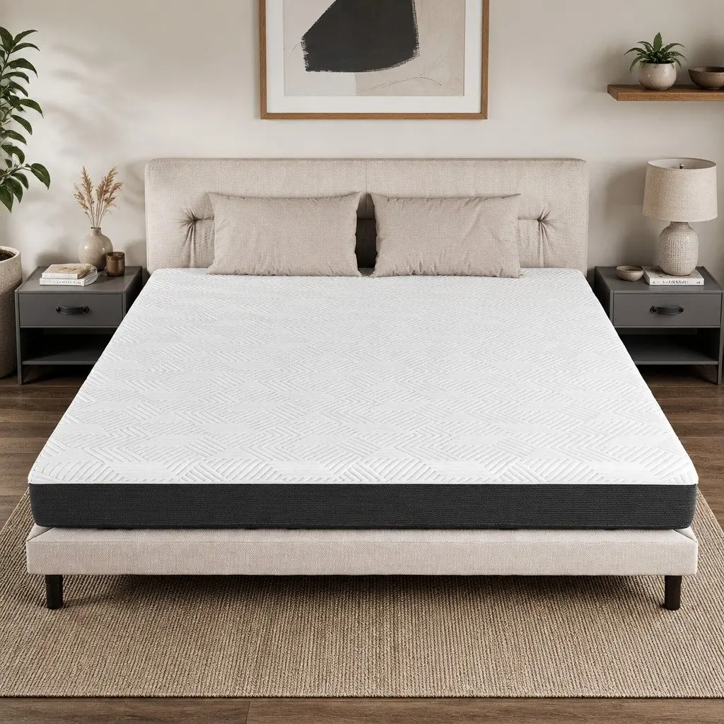 Memory Foam Mattress Pad Double Gel Cooling Hypoallergenic 20cm White
