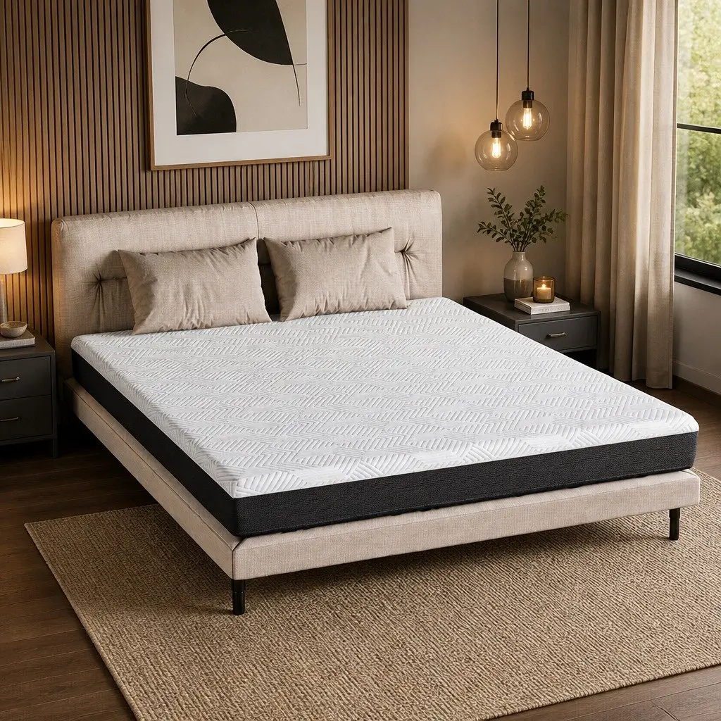 Memory Foam Mattress Pad Double Gel Cooling Hypoallergenic 20cm White