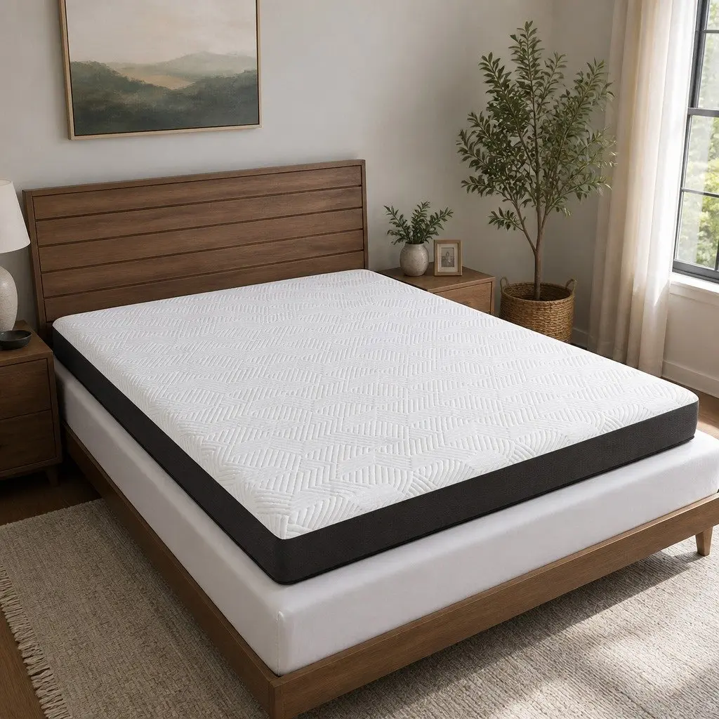 Gel Memory Foam Mattress Pad Cooling Breathable Hypoallergenic Queen Size White