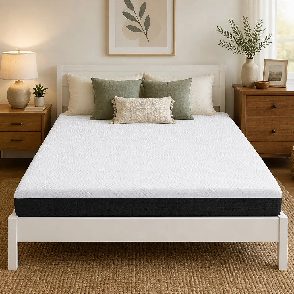 Gel Memory Foam Mattress Pad Cooling Breathable Hypoallergenic Queen Size White