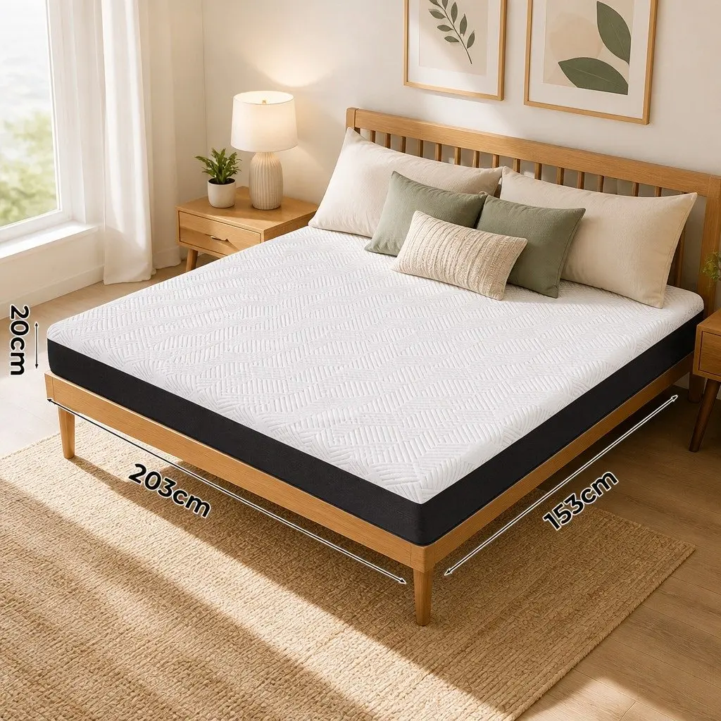 Gel Memory Foam Mattress Pad Cooling Breathable Hypoallergenic Queen Size White