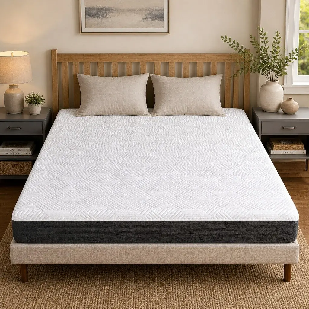 Gel Memory Foam Mattress Pad Cooling Breathable Hypoallergenic Queen Size White