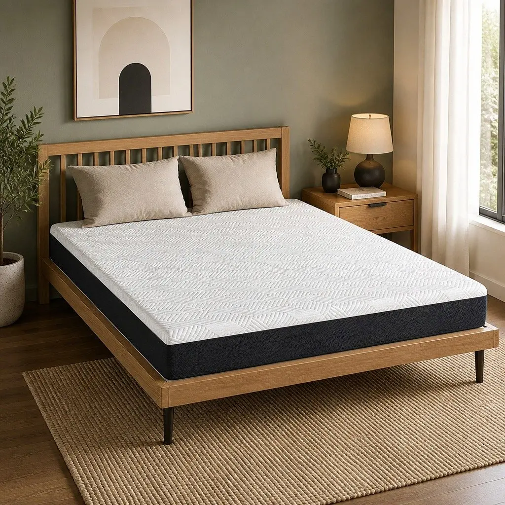 Gel Memory Foam Mattress Pad Cooling Breathable Hypoallergenic Queen Size White