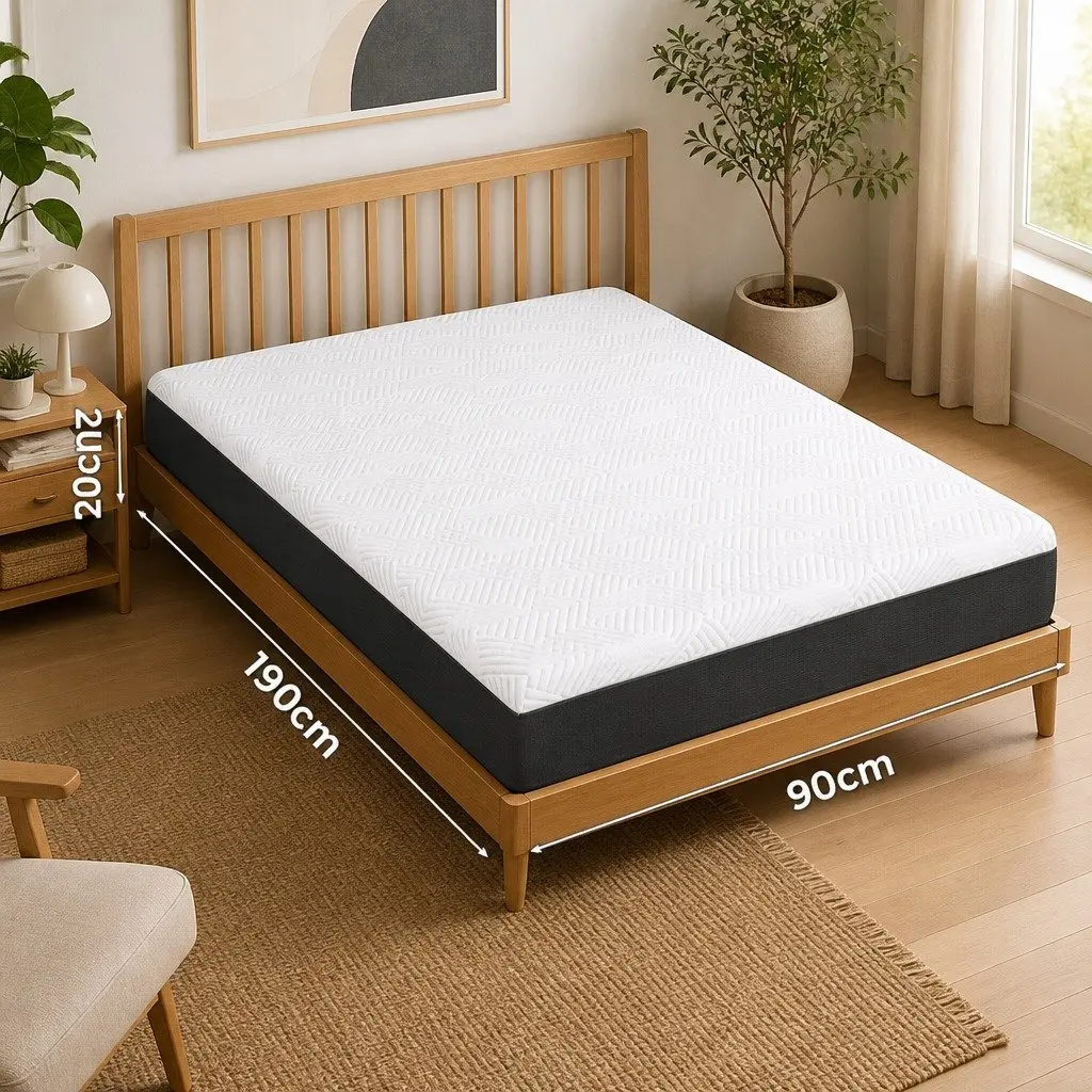 Gel Memory Foam Mattress Pad Cooling Hypoallergenic 20cm White Single