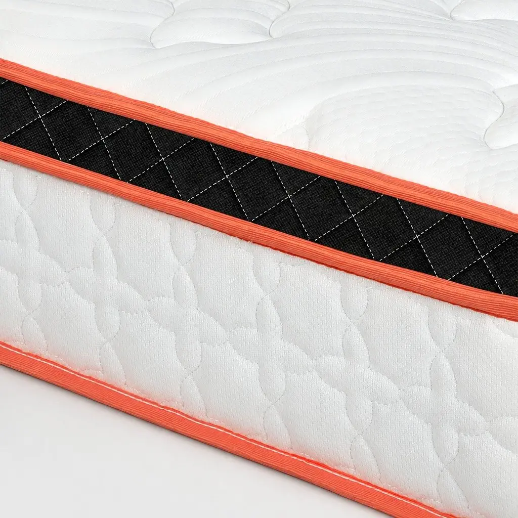 7 Zone Pocket Spring Mattress Hybrid Foam Queen Medium Firm Orthopedic White Orange Black
