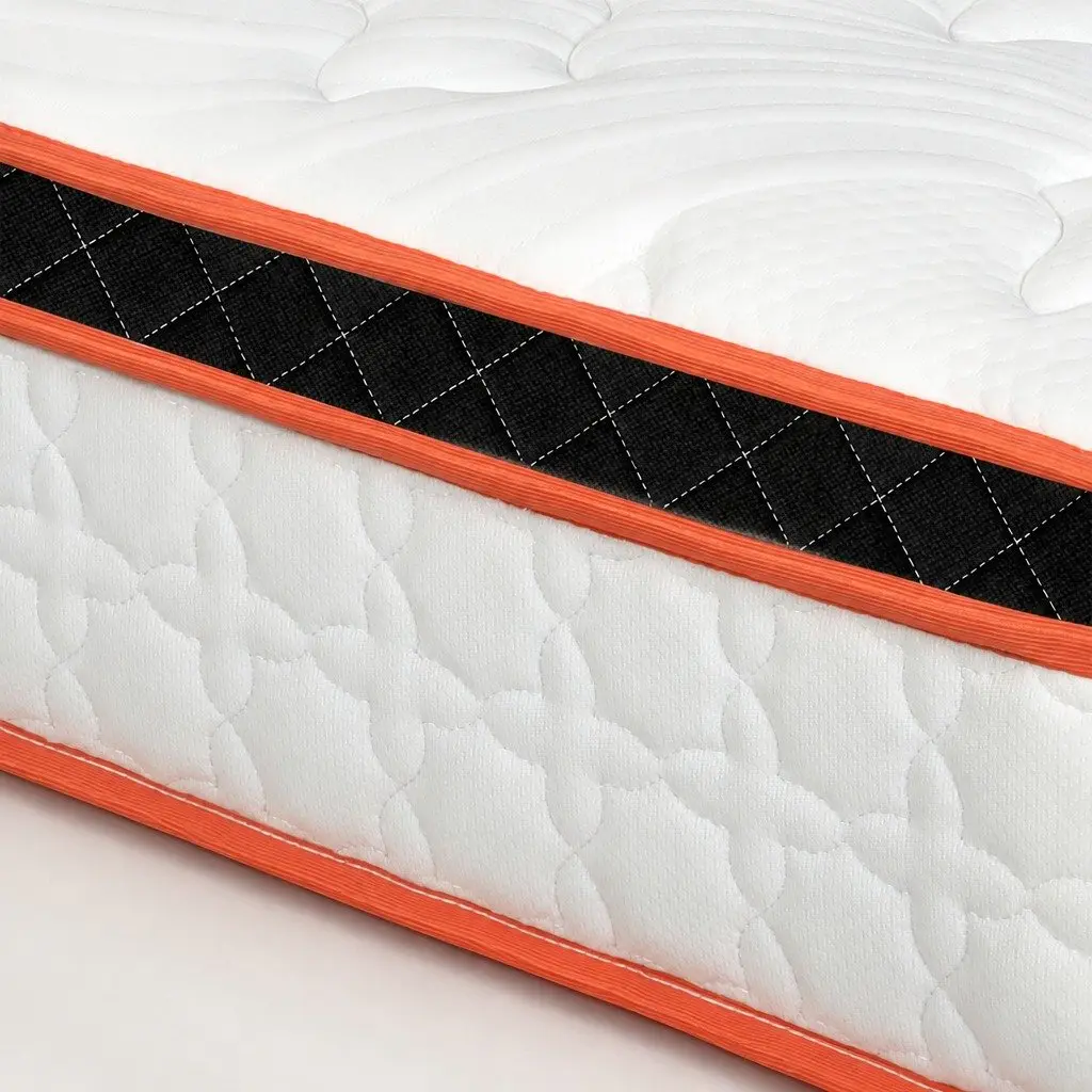 Pocket Spring Mattress Hybrid Foam Medium Firm Single White Orange Black