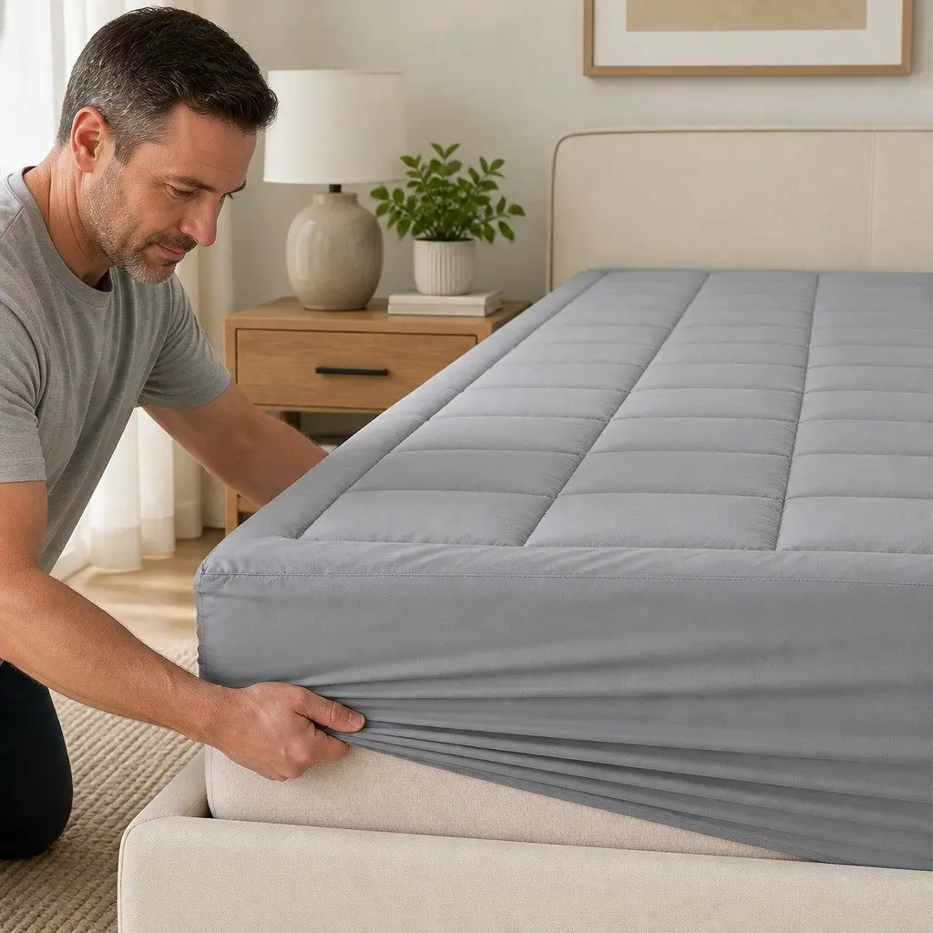 Mattress Topper King Bamboo Charcoal Fibre Polyester 203cm x 183cm Charcoal
