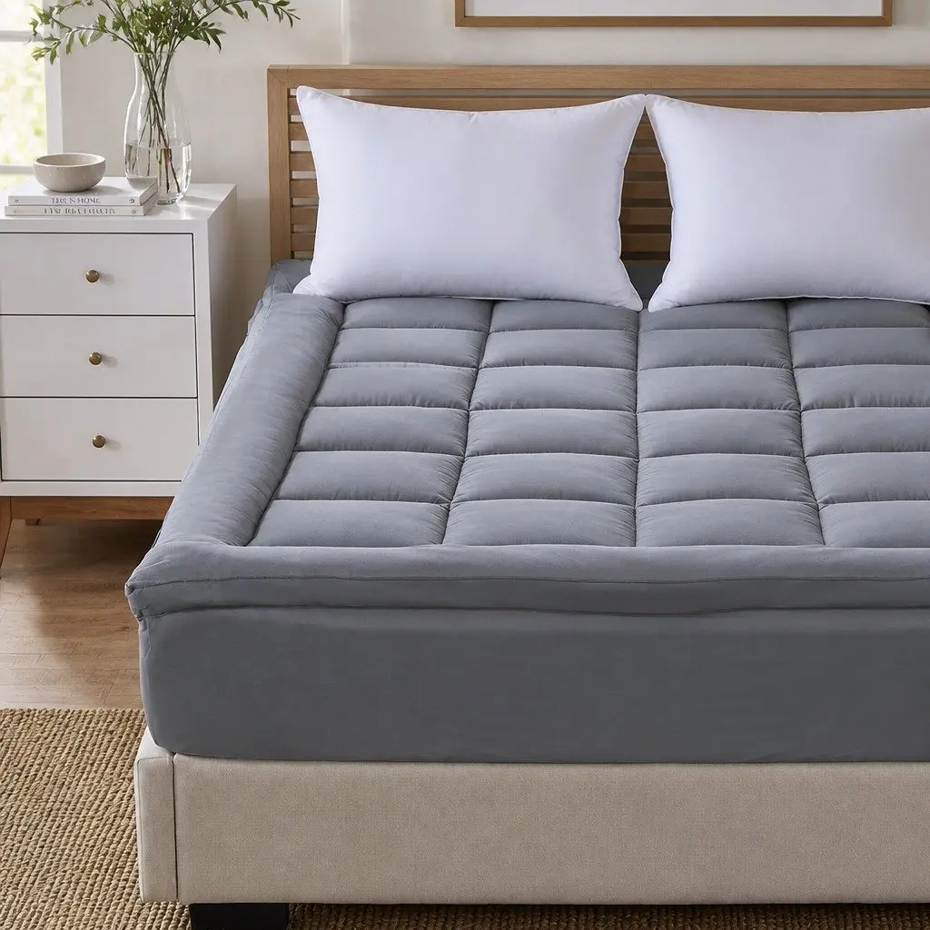 Mattress Topper King Bamboo Charcoal Fibre Polyester 203cm x 183cm Charcoal