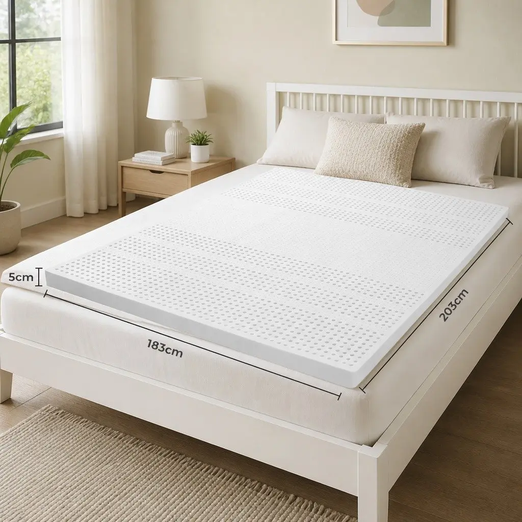 Latex Mattress Topper 5cm Natural Dunlop White Breathable King Size