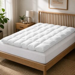 Versatile Double Bed Mattress Topper with Secure Elastic Skirt