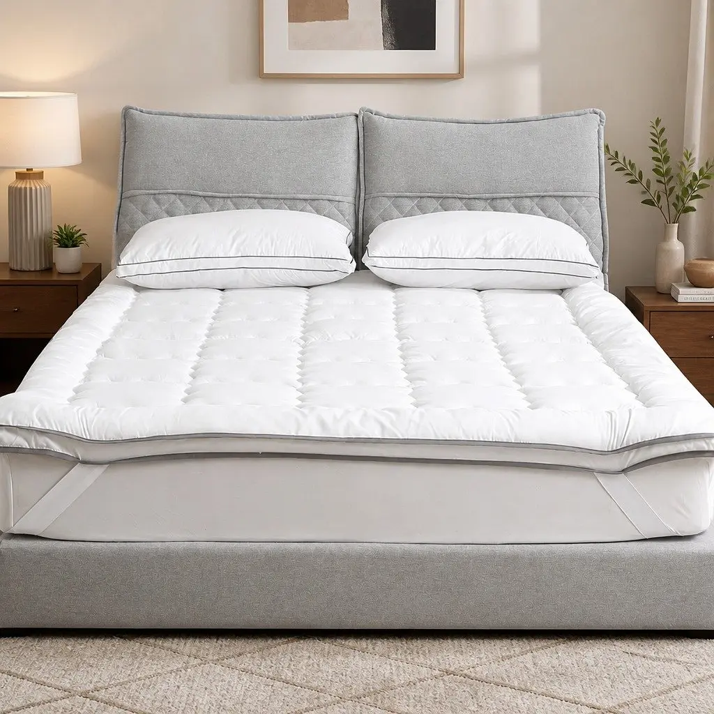 Mattress Topper Polyester Single Bed 4-5cm Thick White Soft Comfort