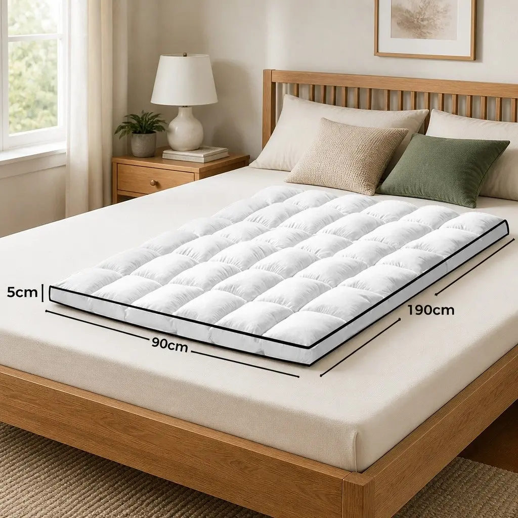 Mattress Topper Polyester Single Bed 4-5cm Thick White Soft Comfort