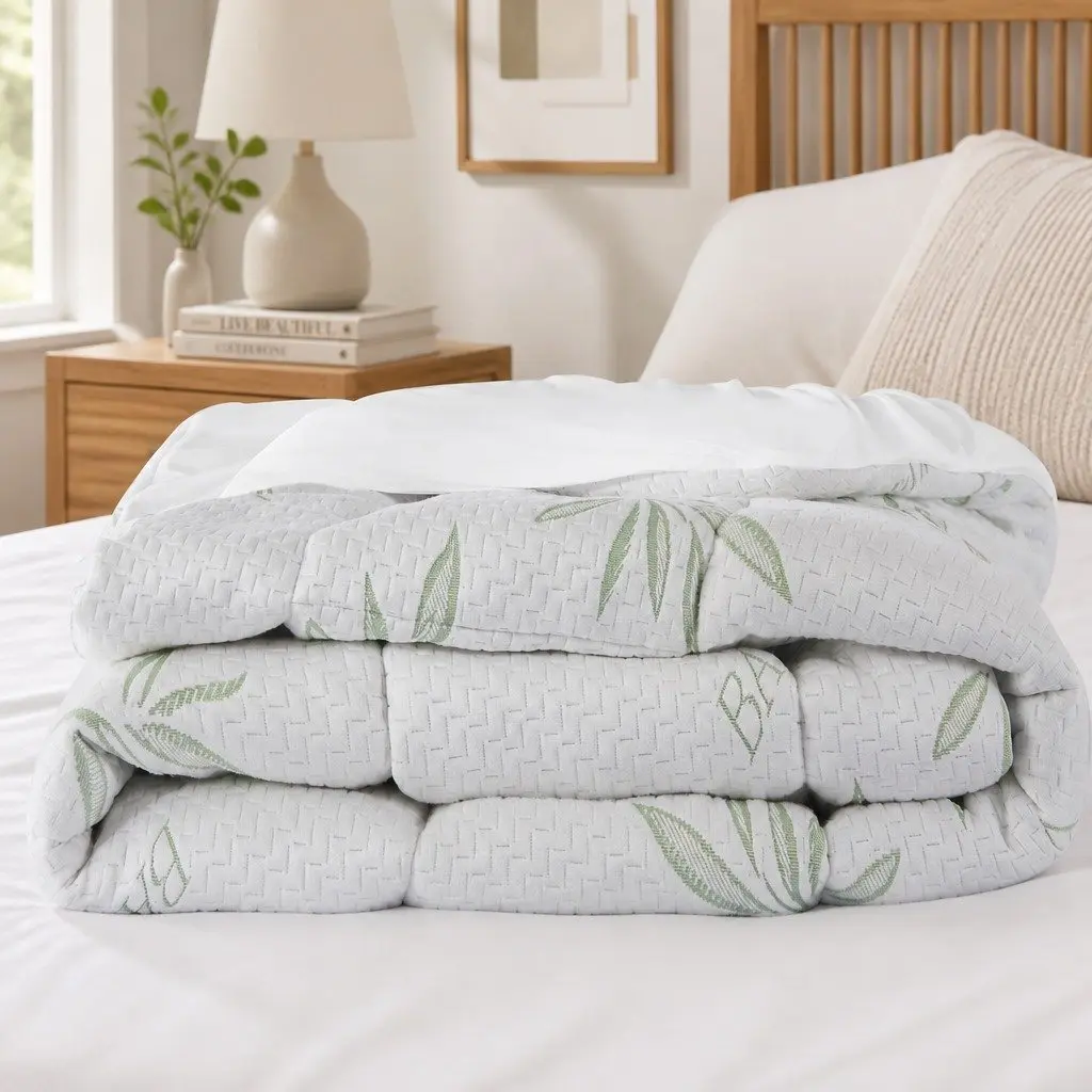 Bamboo Pillowtop Mattress Topper Double Fitted 190cm x 137cm White