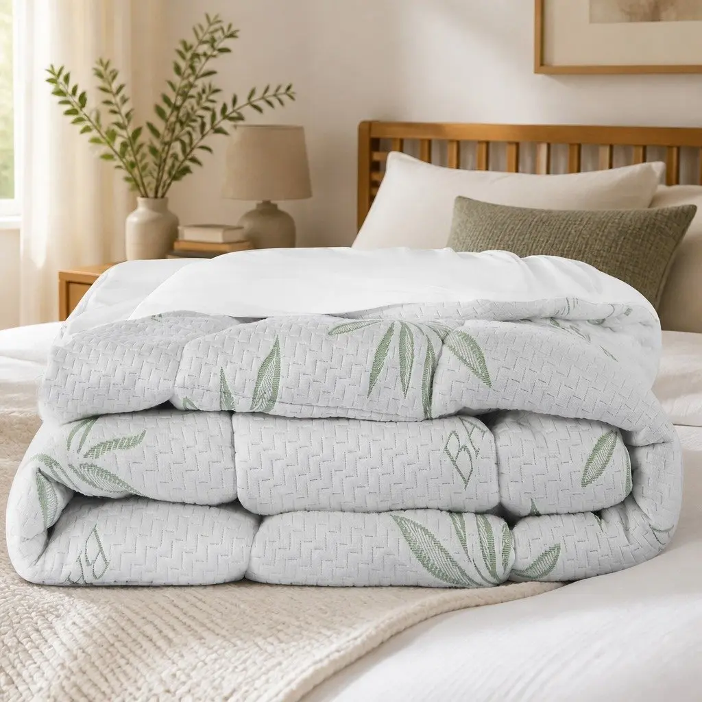 Mattress Topper Bamboo Pillowtop King Size Ultra Soft Cooling Fitted White
