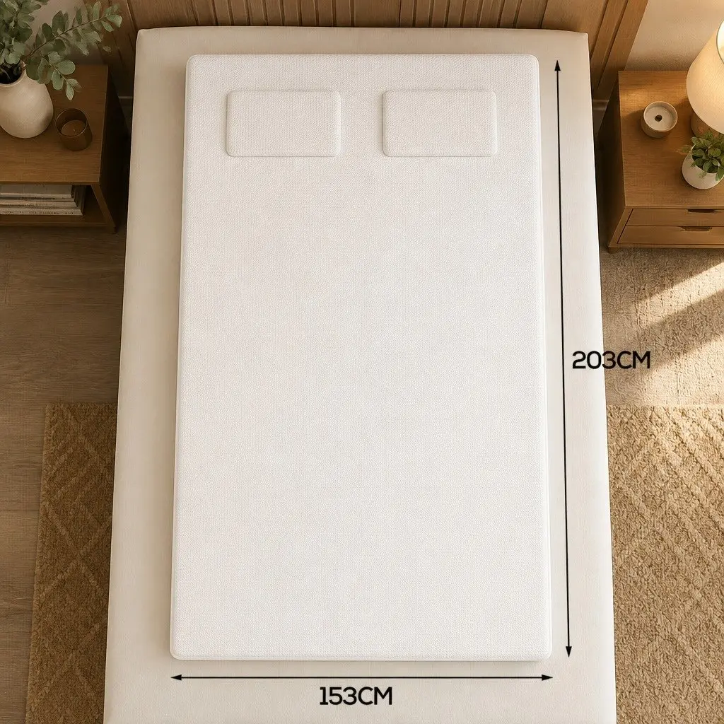 Bamboo Pillowtop Mattress Topper Queen Size Fitted Cooling White