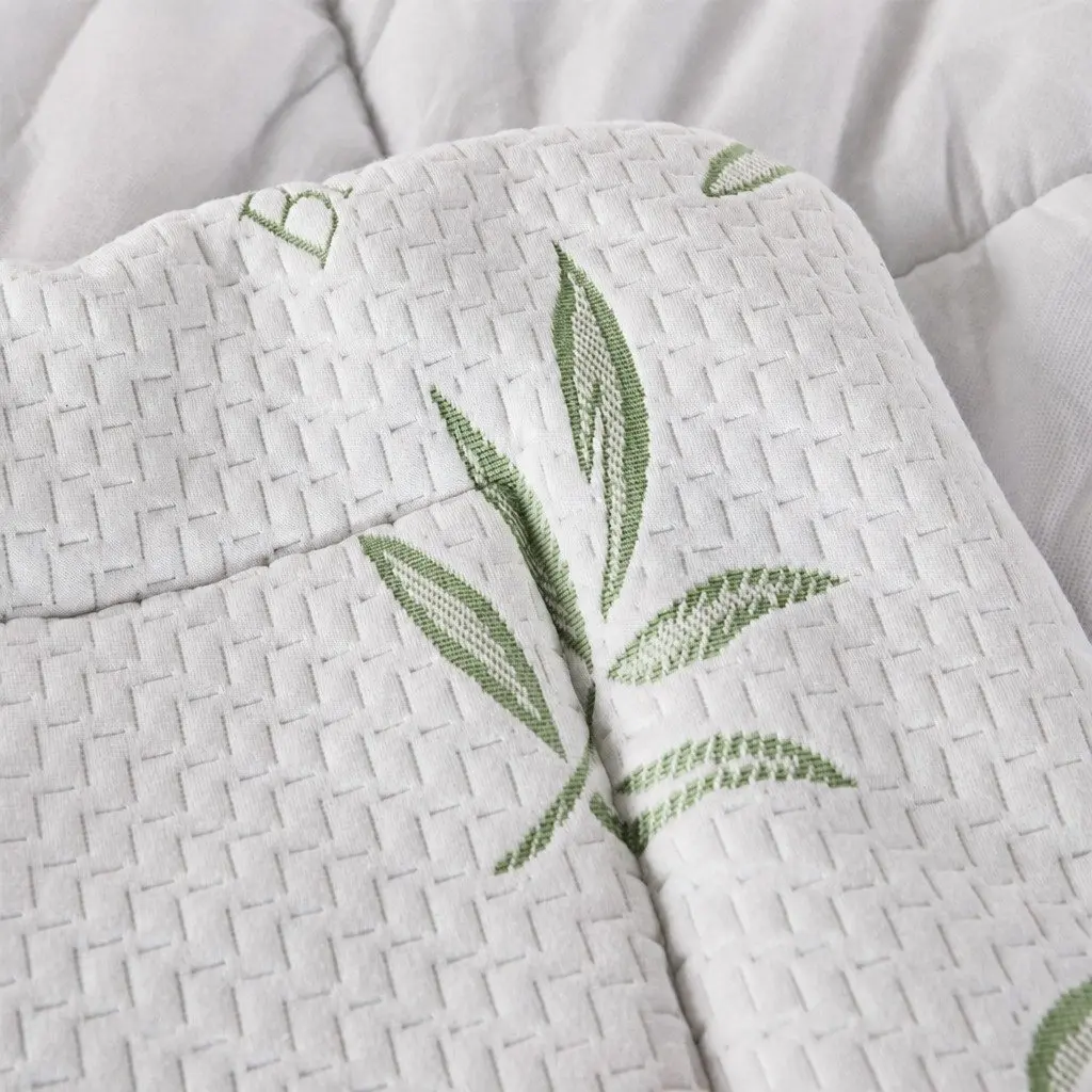 Bamboo Pillowtop Mattress Topper Queen Size Fitted Cooling White