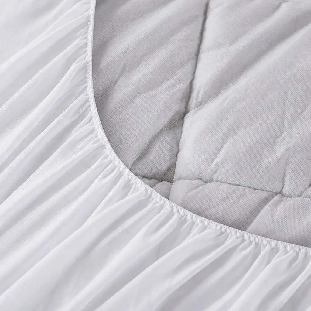 Bamboo Pillowtop Mattress Topper Queen Size Fitted Cooling White