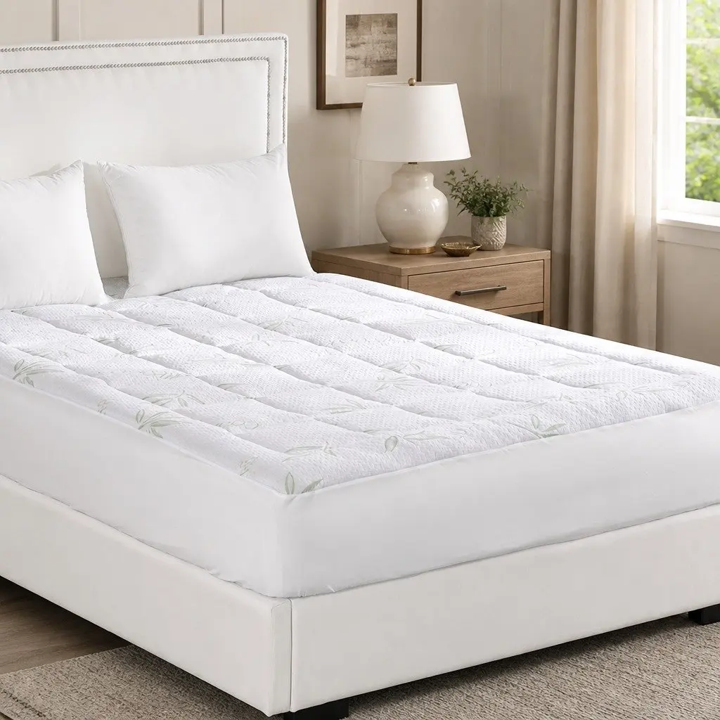 Single Bamboo Pillowtop Mattress Topper Fitted Cooling Protector Bedding