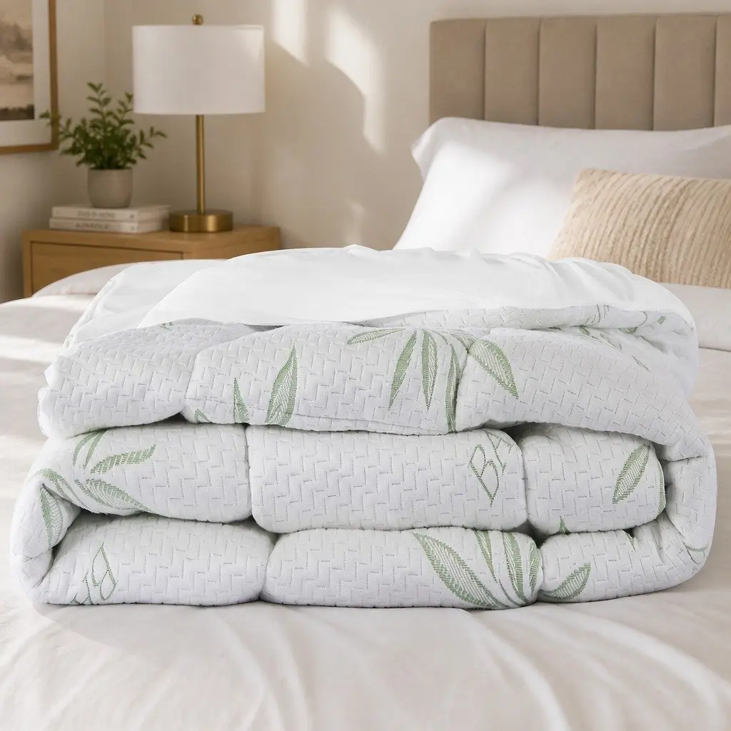 Single Bamboo Pillowtop Mattress Topper Fitted Cooling Protector Bedding