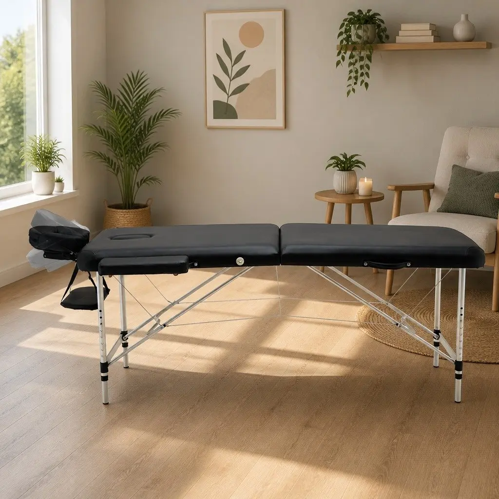 55cm Black Massage Table for Home and Therapy Use