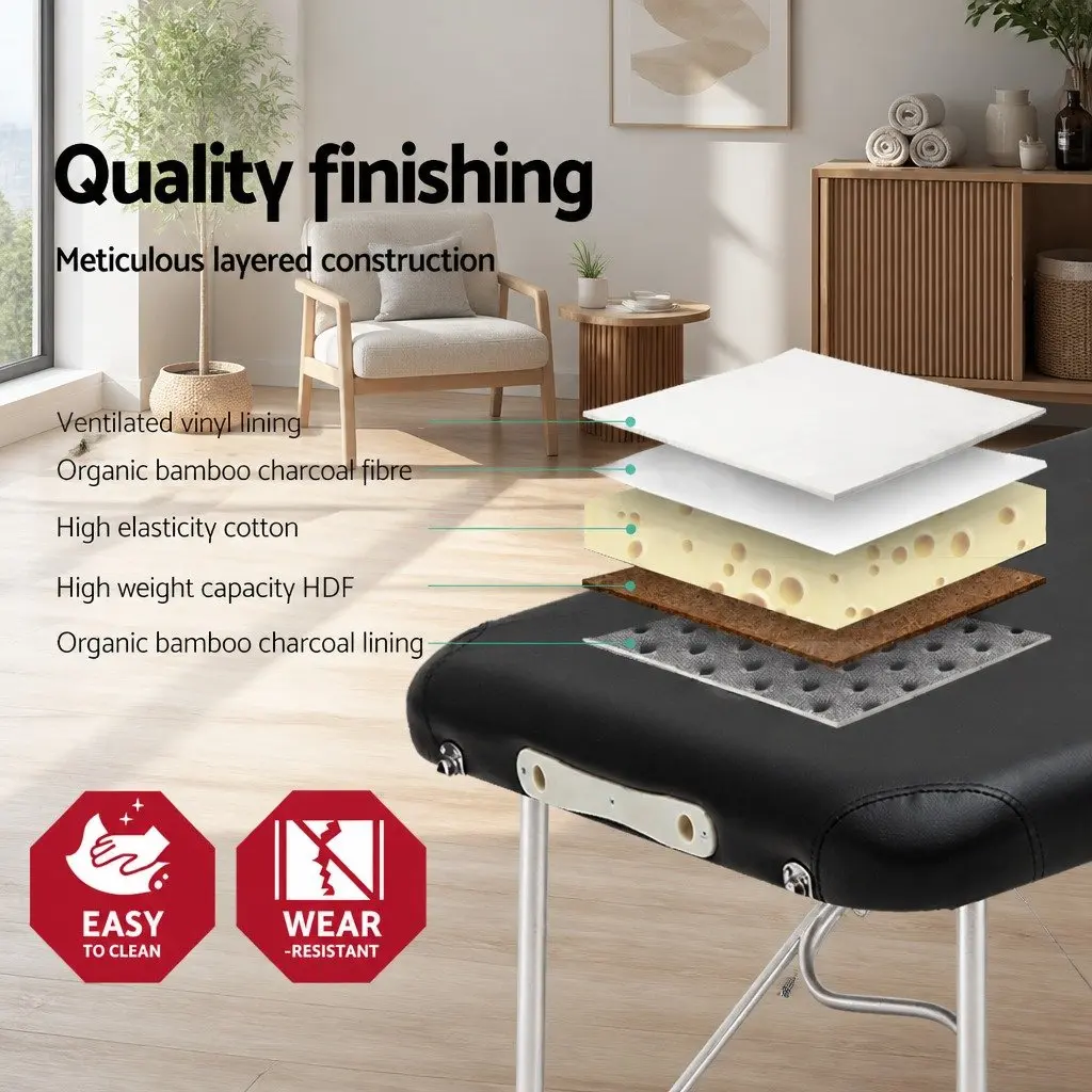 55cm Black Massage Table for Home and Therapy Use