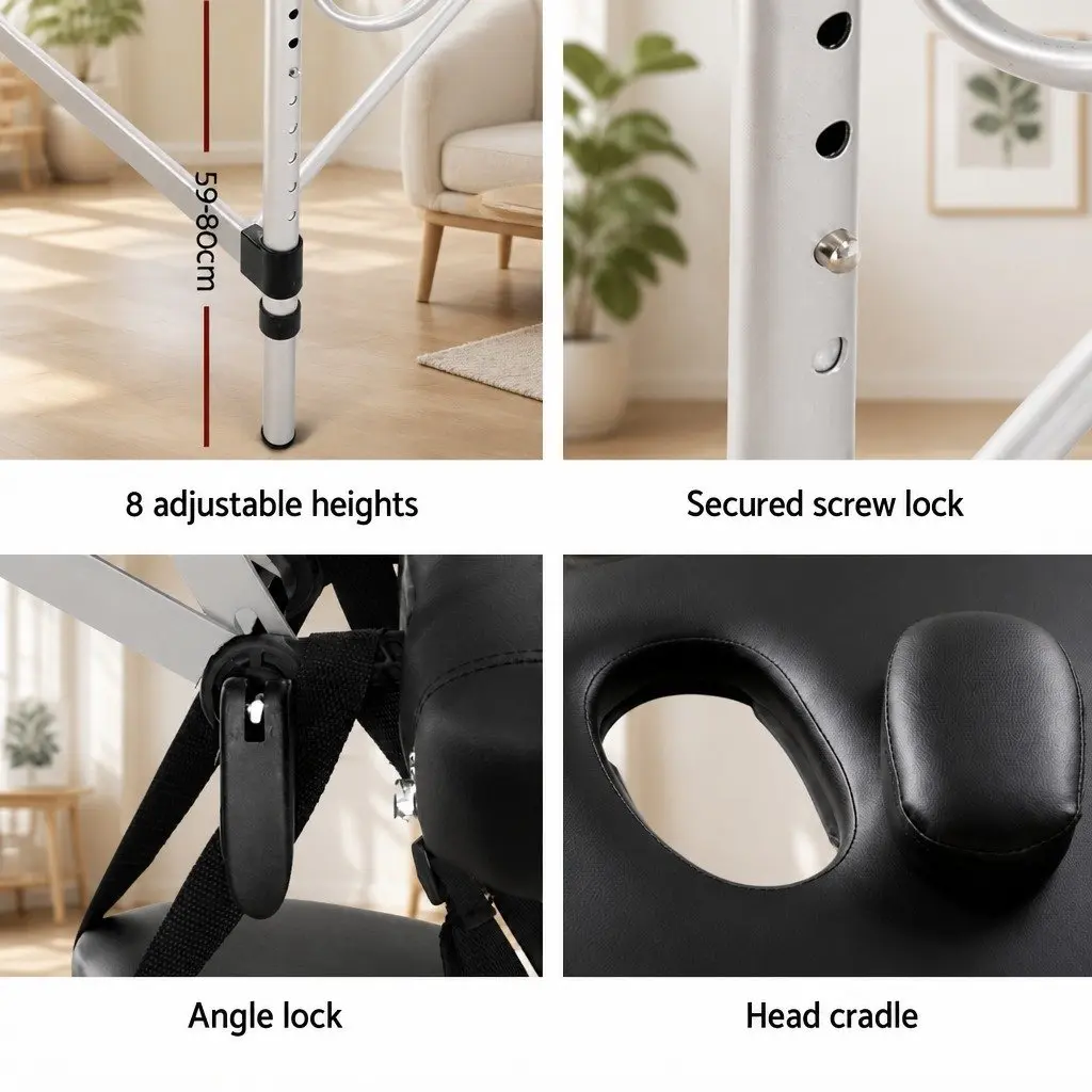 55cm Black Massage Table for Home and Therapy Use
