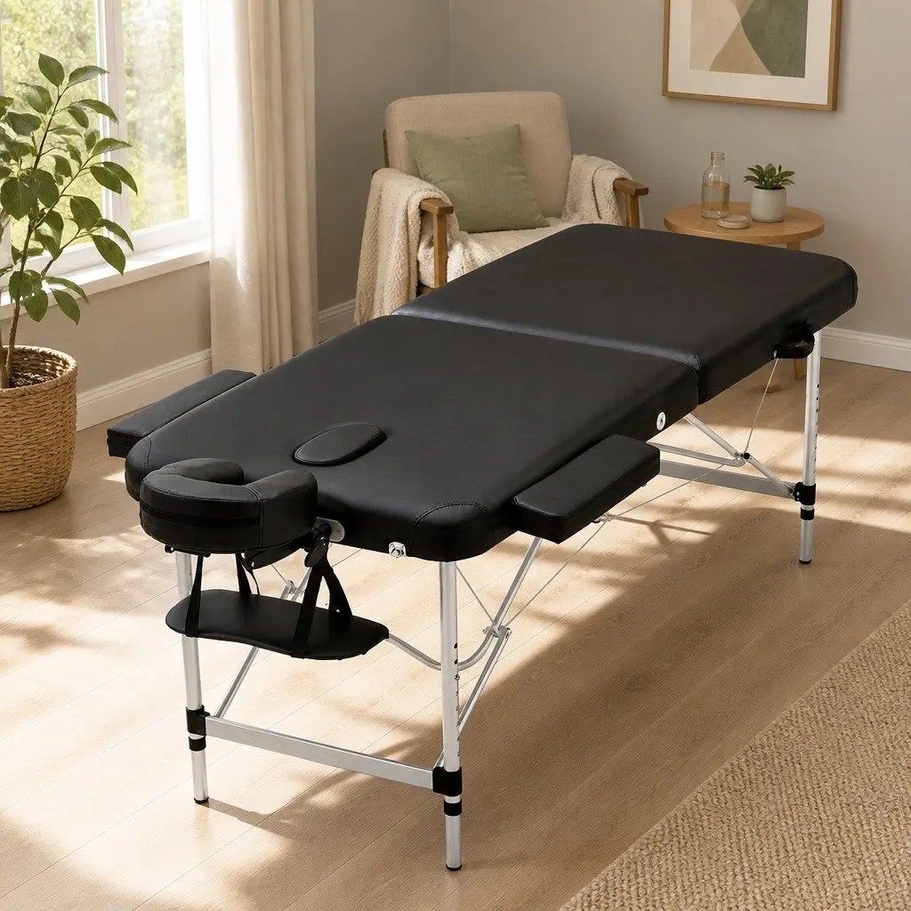 55cm Black Massage Table for Home and Therapy Use