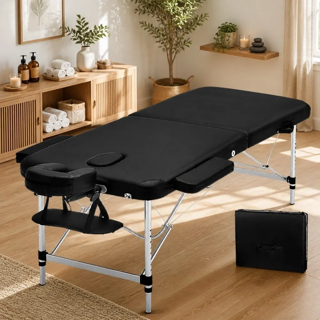 Portable Massage Table Aluminium 75cm Wide Black