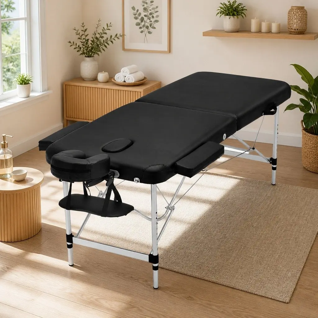 Portable Massage Table Aluminium 75cm Wide Black