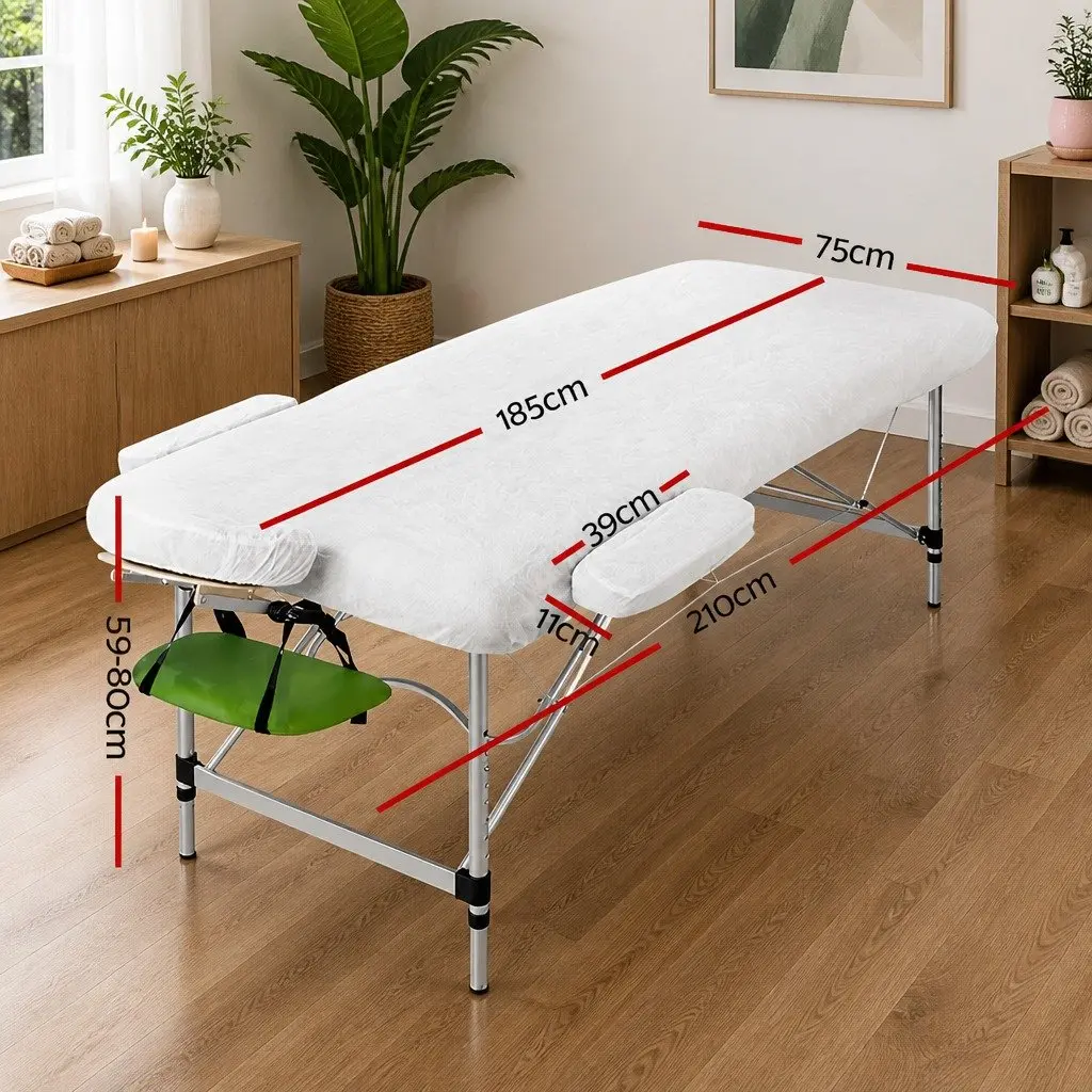 Portable Massage Table Aluminium 75cm Adjustable Height 3 Fold Black Green