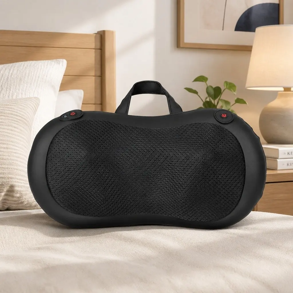Neck Massager Electric Shiatsu PU Leather Black 34cm x 12cm x 17cm