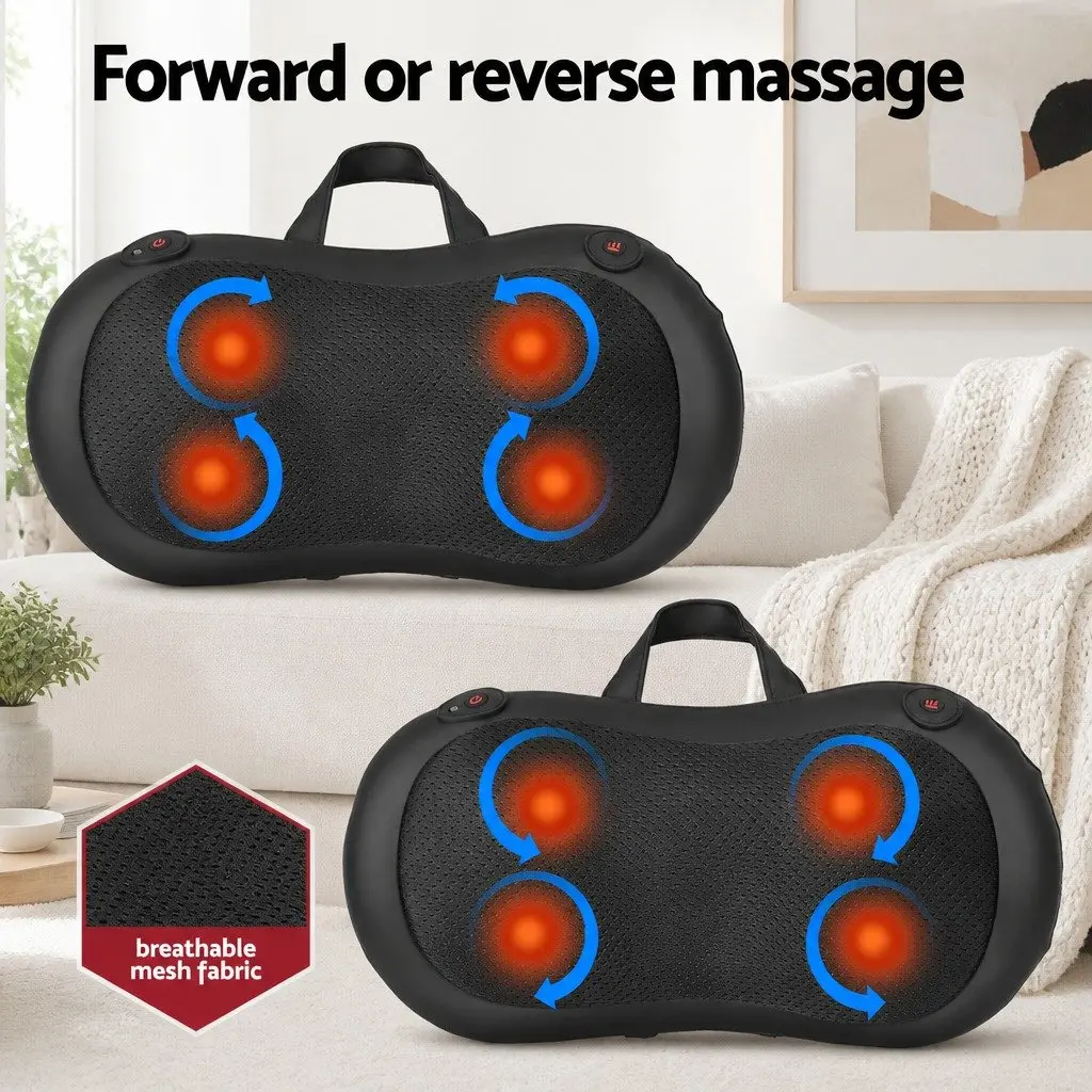 Neck Massager Electric Shiatsu PU Leather Black 34cm x 12cm x 17cm