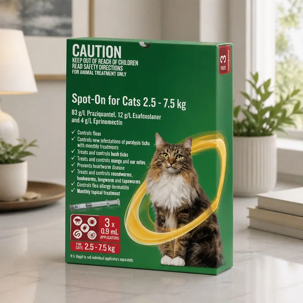 Spot-On Treatment for Cats 2.5-7.5kg Topical 3 Pack