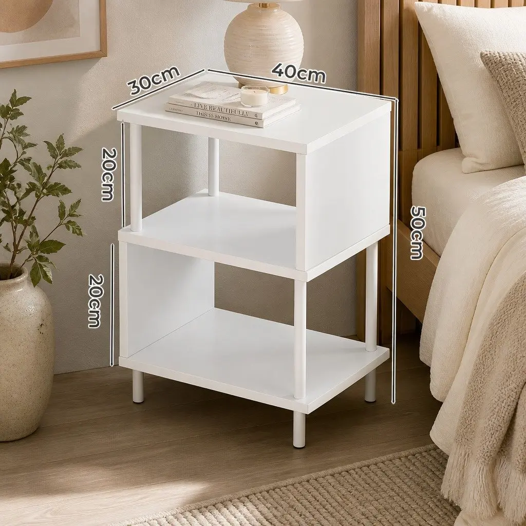 Modern Side Table 3-Tier Storage Bedside End Table S-Shaped Design Accent