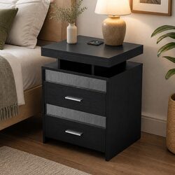 Smart Bedside Table Charging Station Motion Sensor RGB Lighting Nightstand