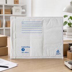 360x485mm White Bubble Mailer Printed Address Lines 100 Pack Self Seal Envelope