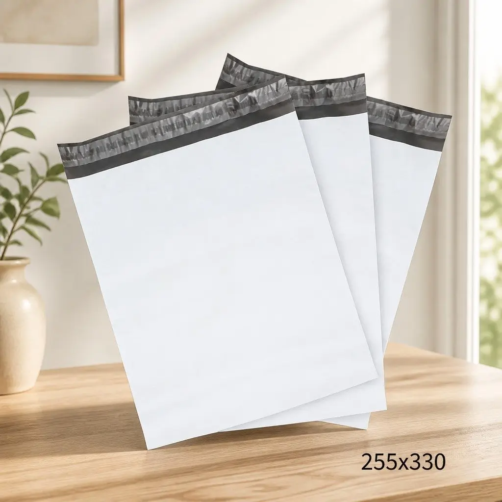 White Poly Mailer 255x330mm Self-Sealing Bag Durable 100 Pack
