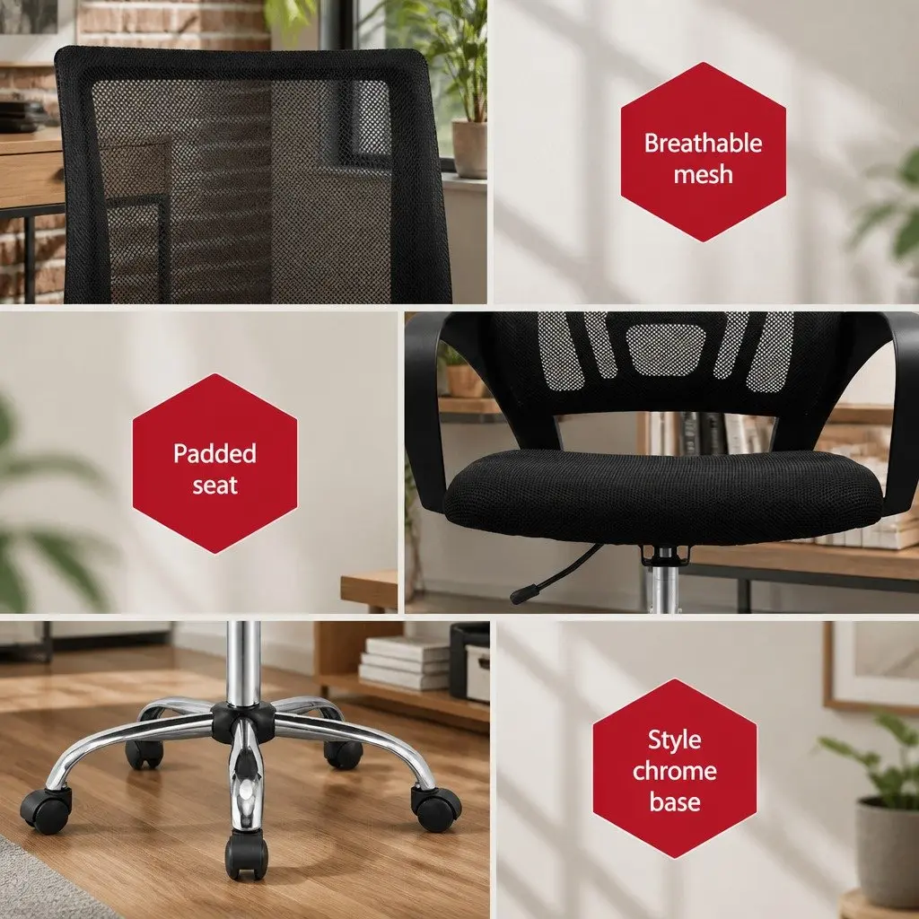 Black Mesh Chair for Home Office Use
