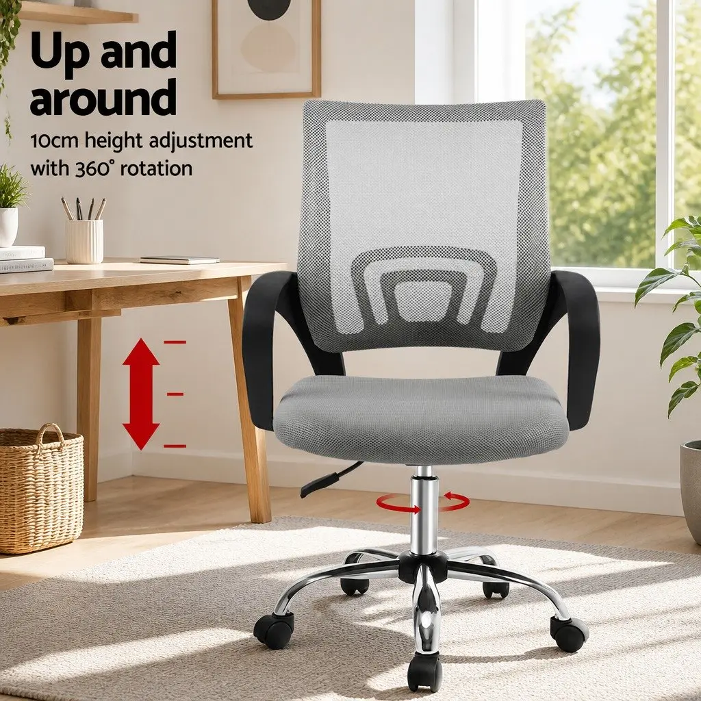 Mesh Office Chair Mid Back Grey Ergonomic Design 360 Rotatable Gas Lift