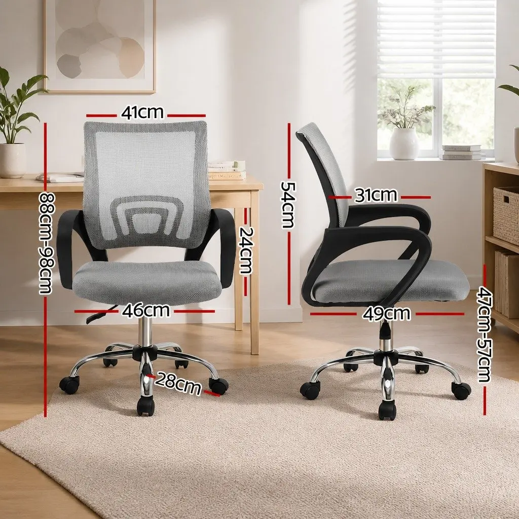 Mid Back Mesh Office Chair Grey Breathable Ergonomic Desk Chair 360 Swivel