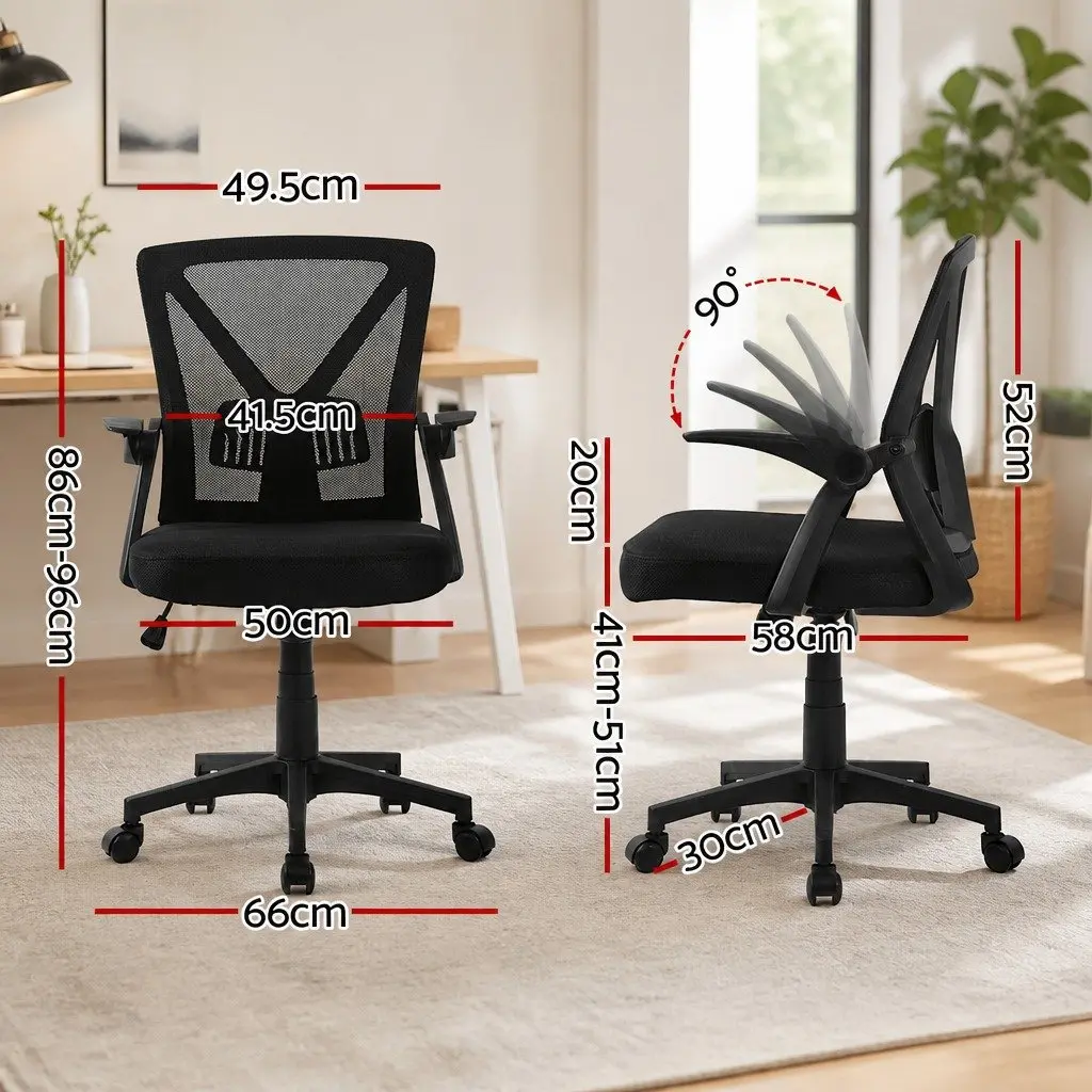Mid Back Mesh Office Chair Black 2 Pack Ergonomic Adjustable Lumbar Support