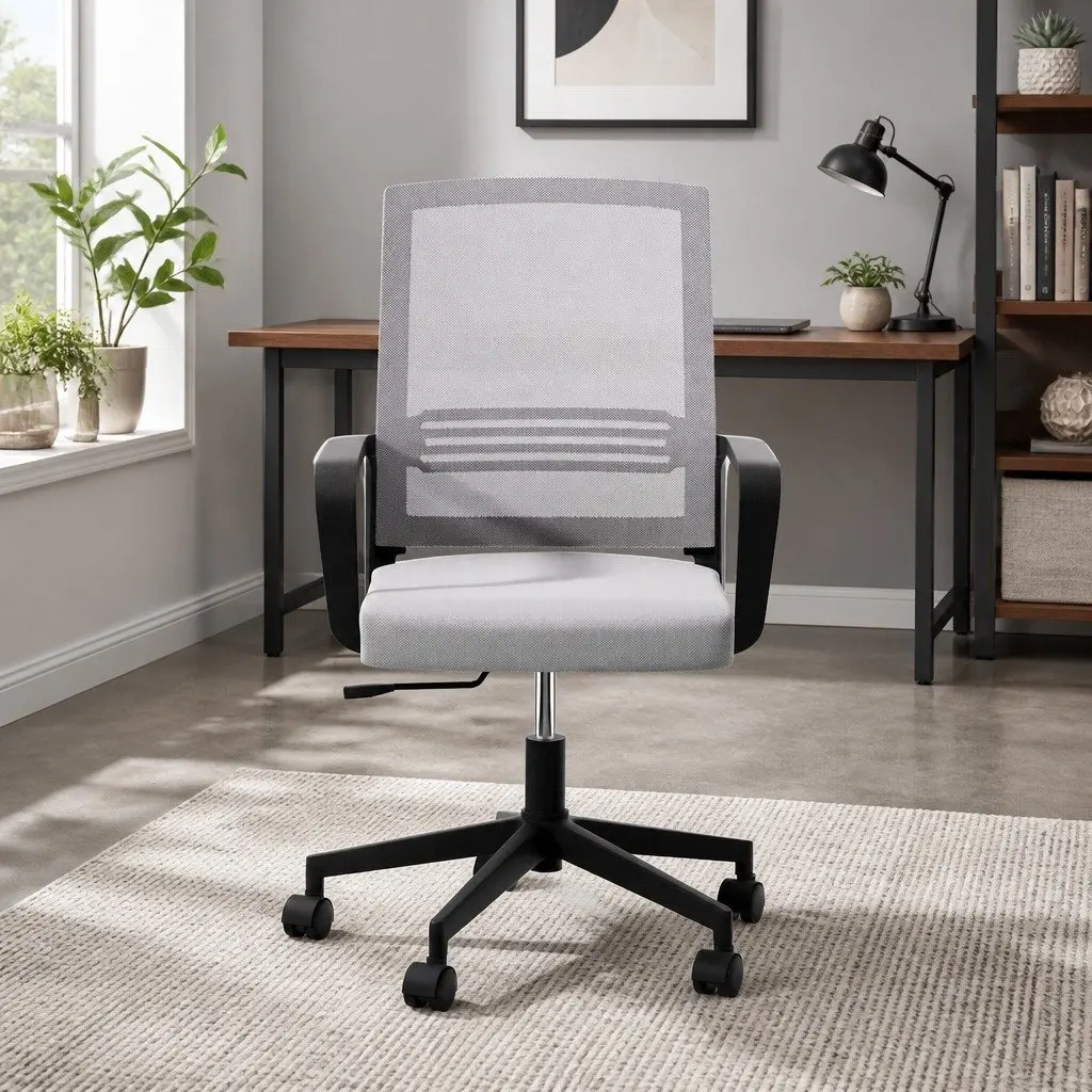Mesh Office Chair Computer Gaming Desk Chairs Work Study Mid Back Grey