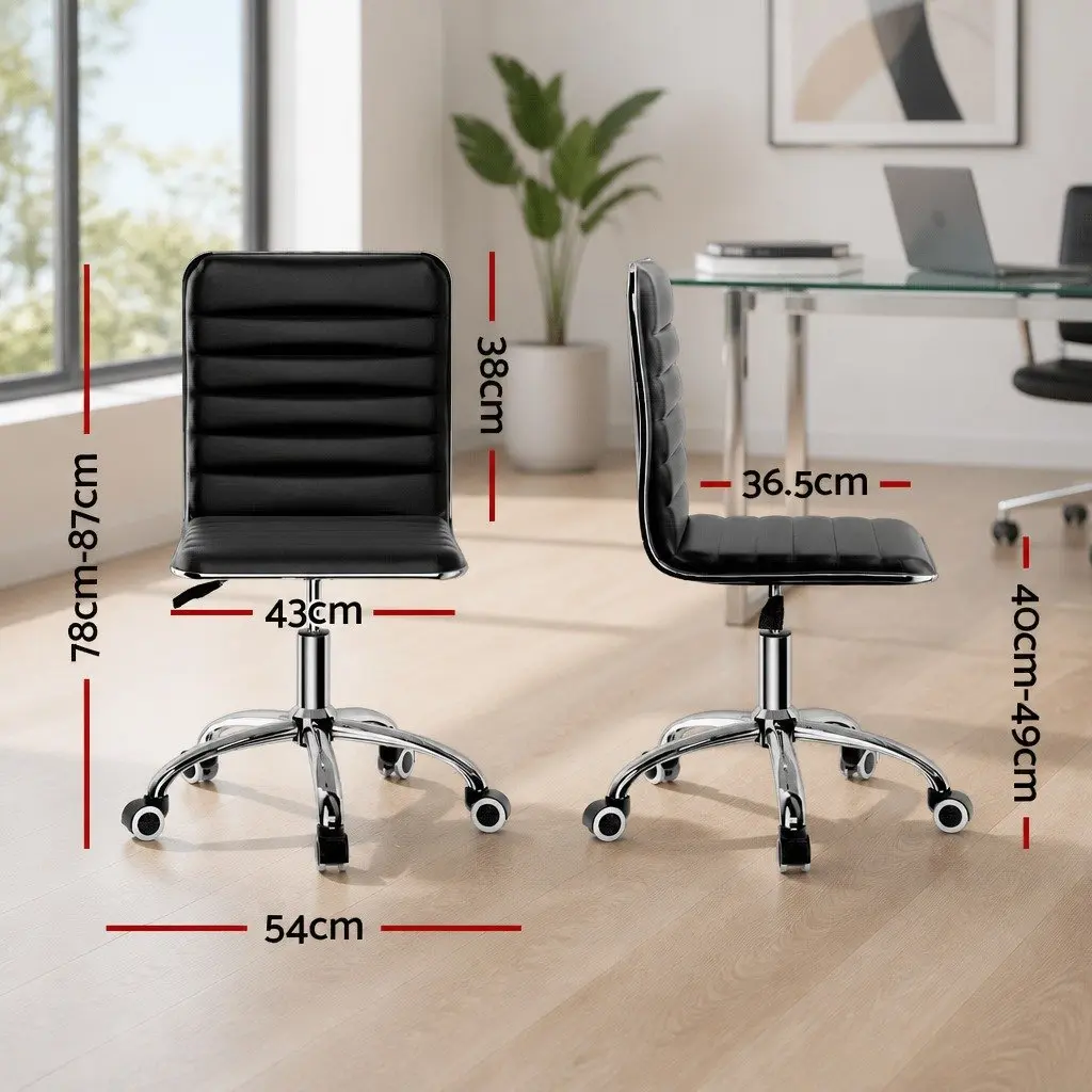 Office Chair Low Back PU Leather Padded Swivel Desk Chair Black
