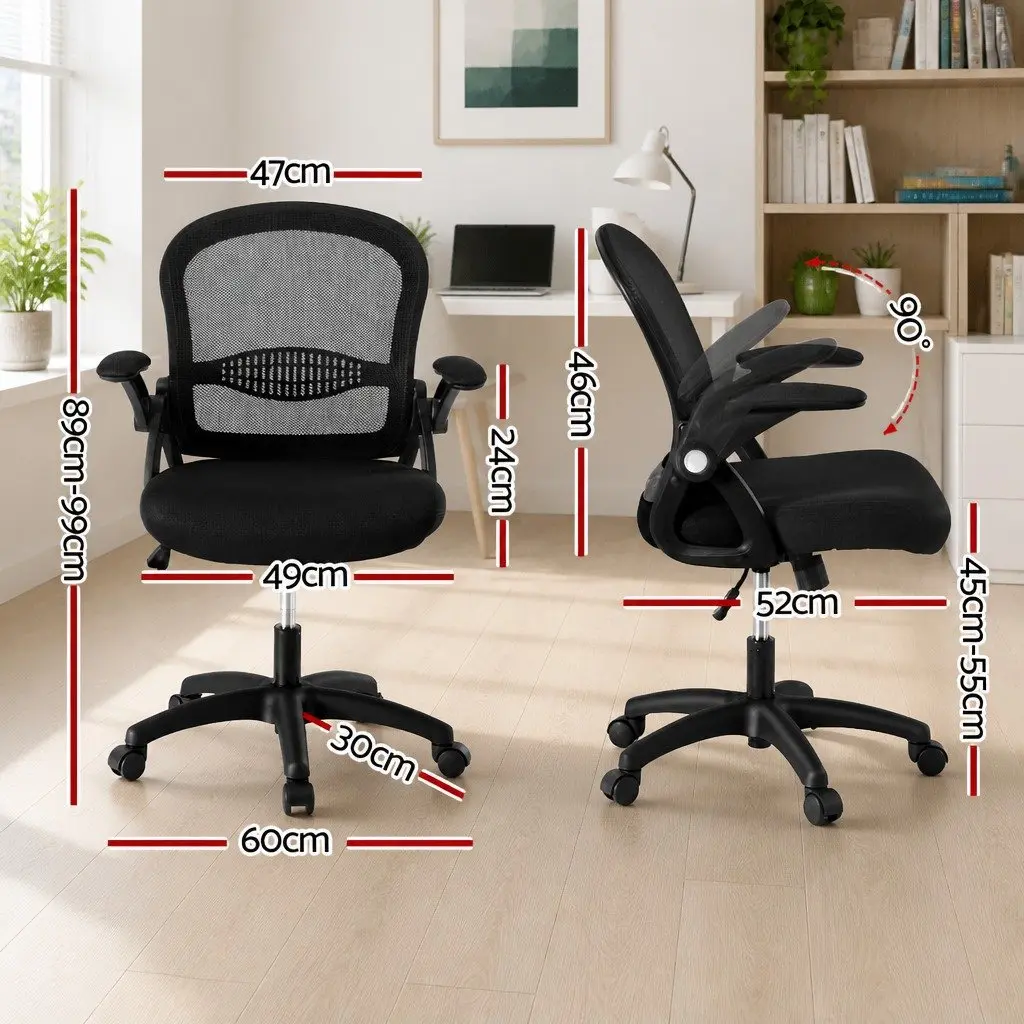 Mesh Office Chair Mid Back Adjustable Height Black