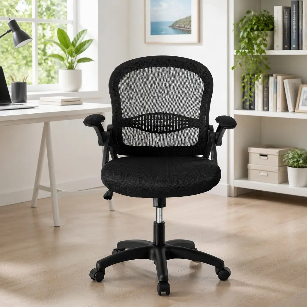Mesh Office Chair Mid Back Adjustable Height Black