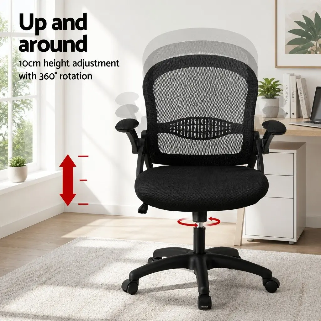 Mesh Office Chair Mid Back Adjustable Height Black