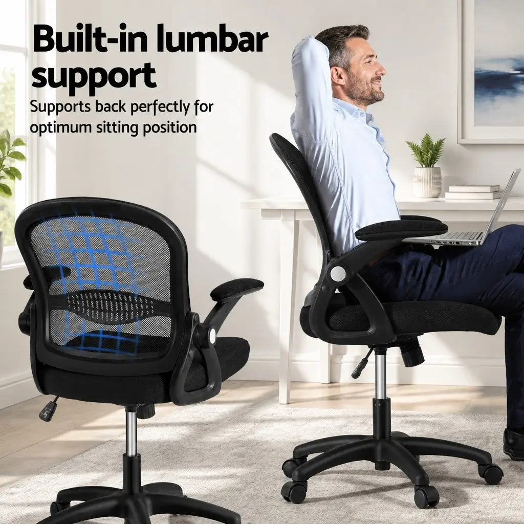 Mesh Office Chair Mid Back Adjustable Height Black