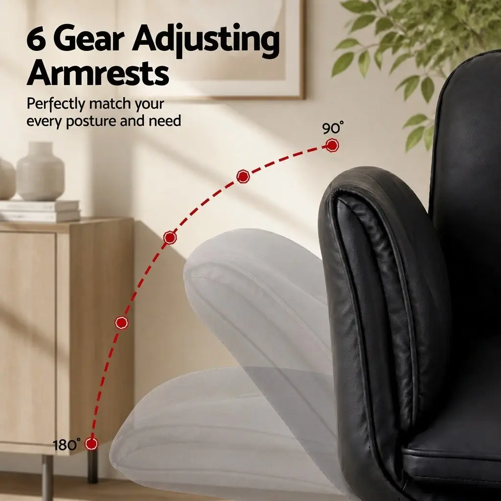 Office Chair PU Leather Adjustable Height Black Criss Cross Ergonomic Desk Chair