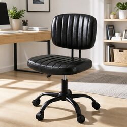 Armless Office Chair with Wheels Height Adjustable 360° Swivel Computer Task